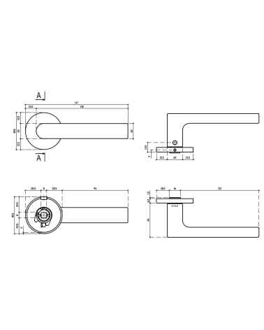 Poignée de porte au design classique  REWA avec dimensions