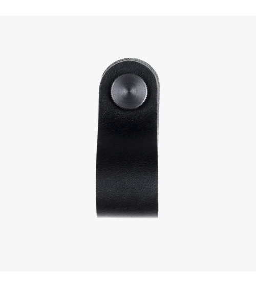 Bouton de meuble noir en cuir naturel -  poignée design