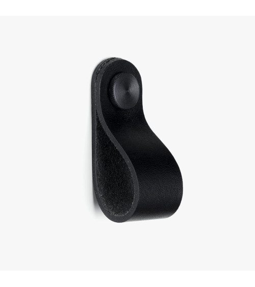 Bouton de meuble noir en cuir naturel -  poignée design