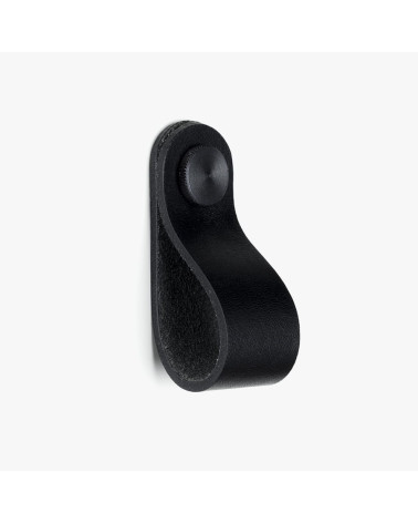 Bouton de meuble noir en cuir naturel -  poignée design