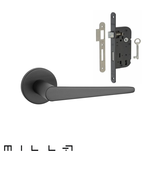 Poignée de porte noire et une serrure clef de chambre noire