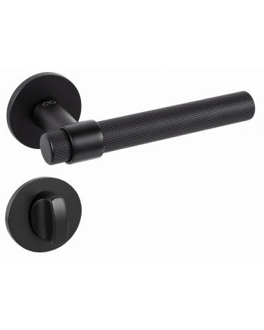 Poignée de porte noire GHOST poignée design avec rosace WC