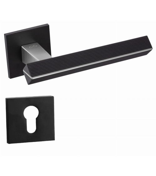 Poignée de porte bicolore chrome brossé/noire CARRERA poignée design
