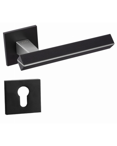 Poignée de porte bicolore chrome brossé/noire CARRERA poignée design avec rosace clé i