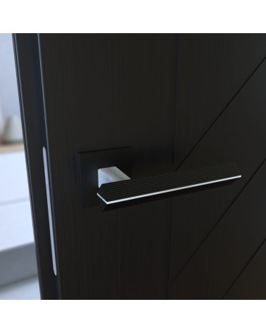 Poignée de porte en zamak CARRERA poignée design couleur 1 montée sur une porte