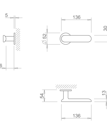 Poignée de porte modernes TUPAI 4006 5S avec dimensions