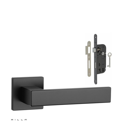 Set poignée de porte blanche PINA avec la serrure Clef de Chambre blanche sur fond blanc