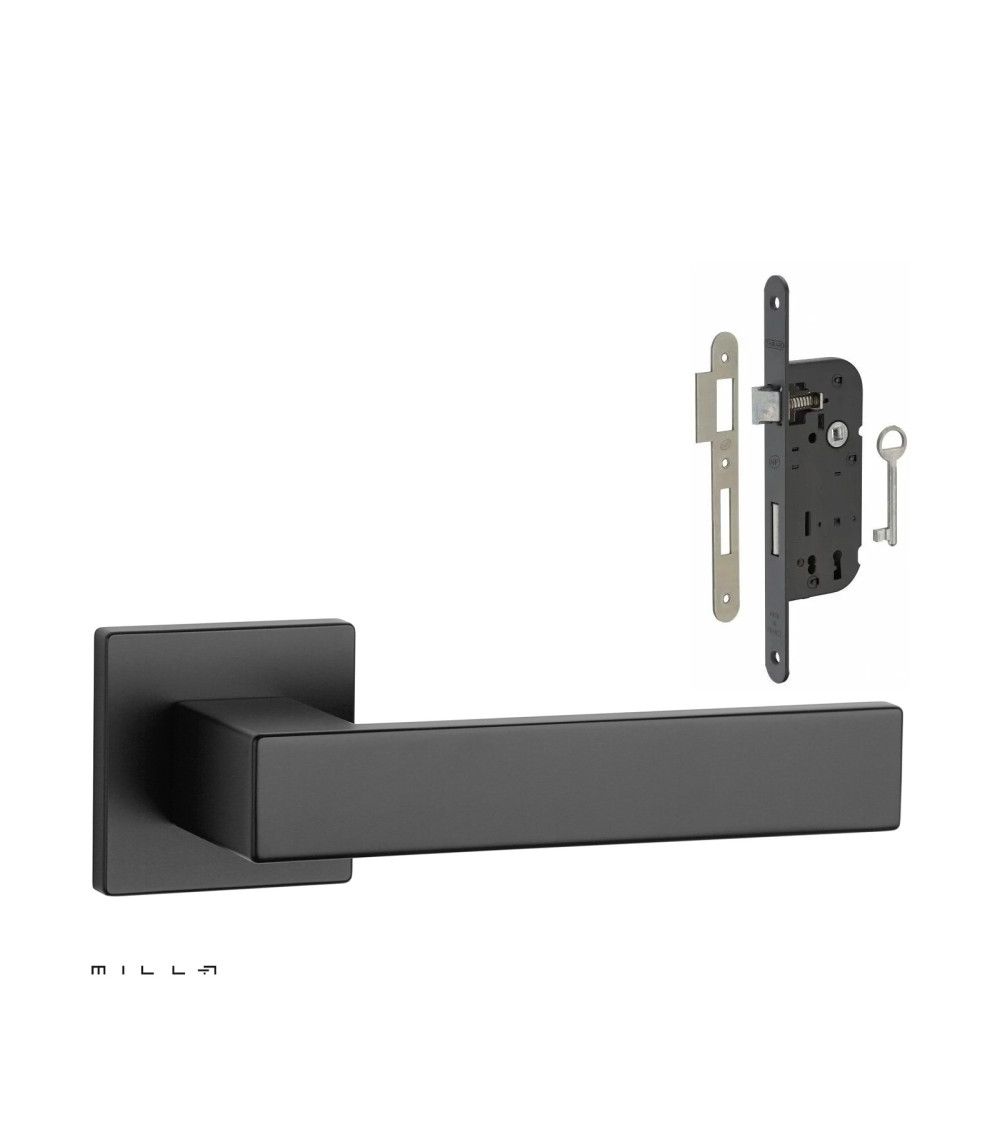 Set poignée de porte blanche PINA avec la serrure Clef de Chambre blanche sur fond blanc