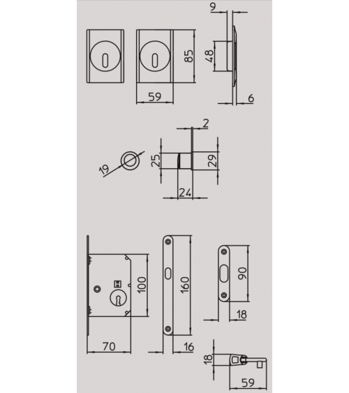 Poignée pour porte coulissante moderne MANDELLI 1038TC/S quincaillerie design