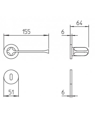Poignée de porte moderne Mandelli MM80 avec dimensions