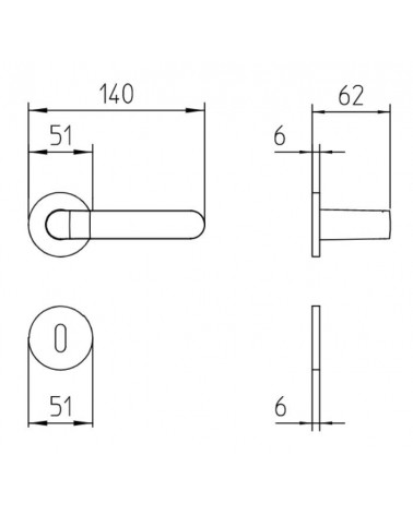 Poignée de porte en laiton Mandelli Callas avec dimensions