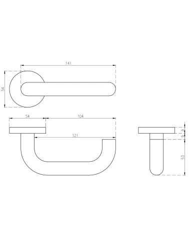 Poignée de porte classique KVADRAT 1704 avec dimensions