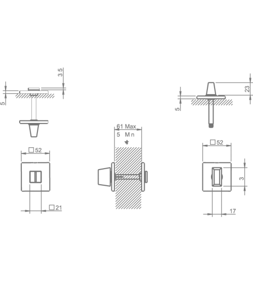Rosace TUPAI 4040 Q 5S WC -  quincaillerie design
