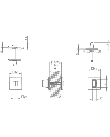 Rosace TUPAI 4040 Q 5S WC -  quincaillerie design
