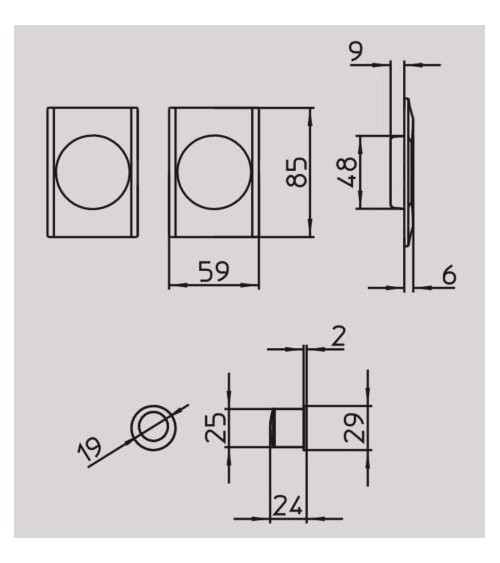 Poignée pour porte coulissante épurée MANDELLI 1038TL quincaillerie design