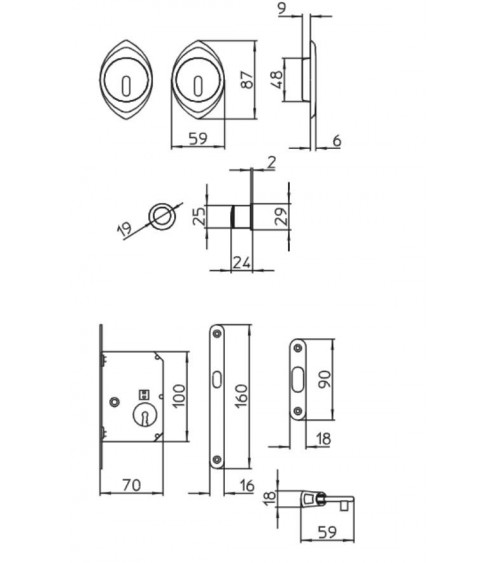 Poignée pour porte coulissante sobre MANDELLI 368TC/S poignée design