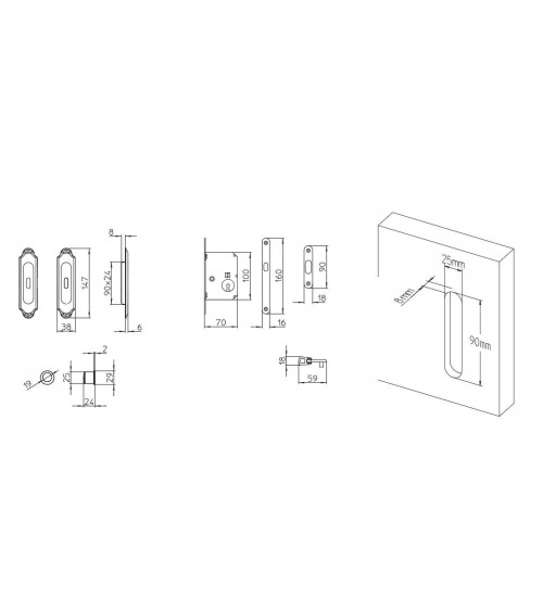 Poignée pour porte coulissante chic MANDELLI 1028C/S quincaillerie design