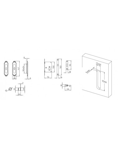 Poignée pour porte coulissante chic MANDELLI 1028C/S avec dimensions