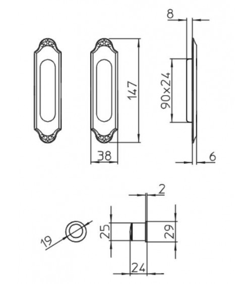 Poignée pour porte coulissante sobre MANDELLI 1028 quincaillerie design