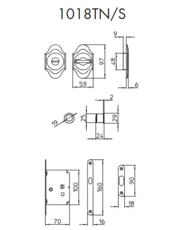 Poignée pour porte coulissante moderne MANDELLI 1018TN/S avec dimensions