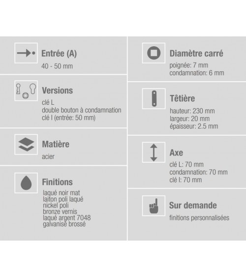 Bonaiti B-France WC - serrure magnétique chic à condamnation -  poignée design