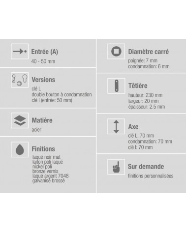 Bonaiti B-France WC - serrure magnétique chic à condamnation -  poignée design