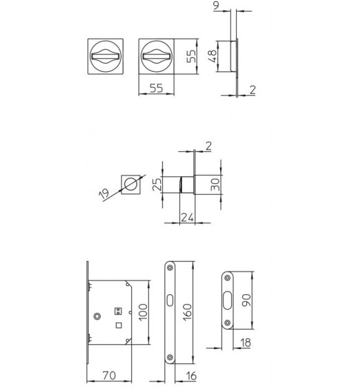 Poignée pour porte coulissante épurée MANDELLI 1108TNN/S quincaillerie design