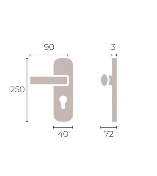 Poignée de porte Elise/P90 en laiton sur plaque - MADE IN FRANCE
