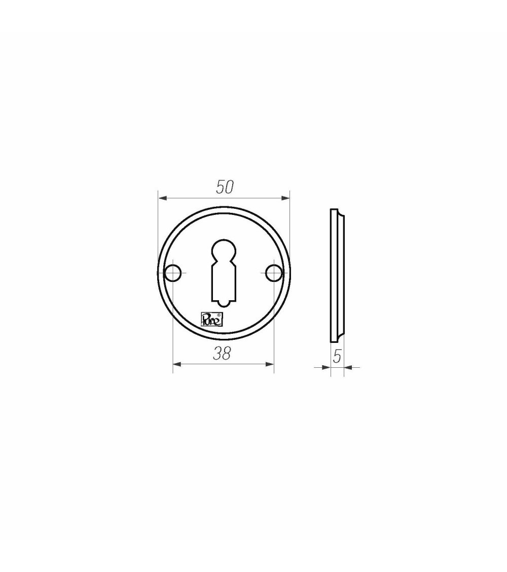 Rosace de porte R PURE clé L-50R -  quincaillerie design