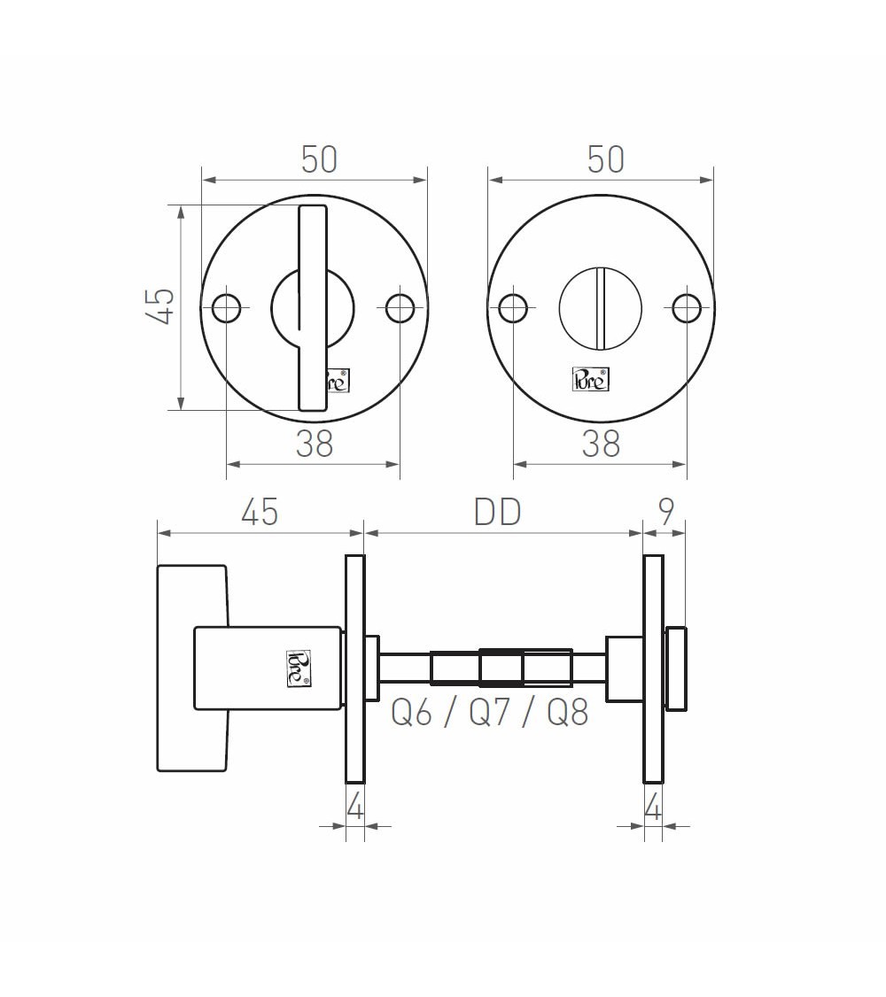 Rosace de porte R PURE WC 50R -  quincaillerie design
