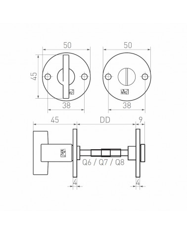 Rosace de porte R PURE WC 50R -  quincaillerie design