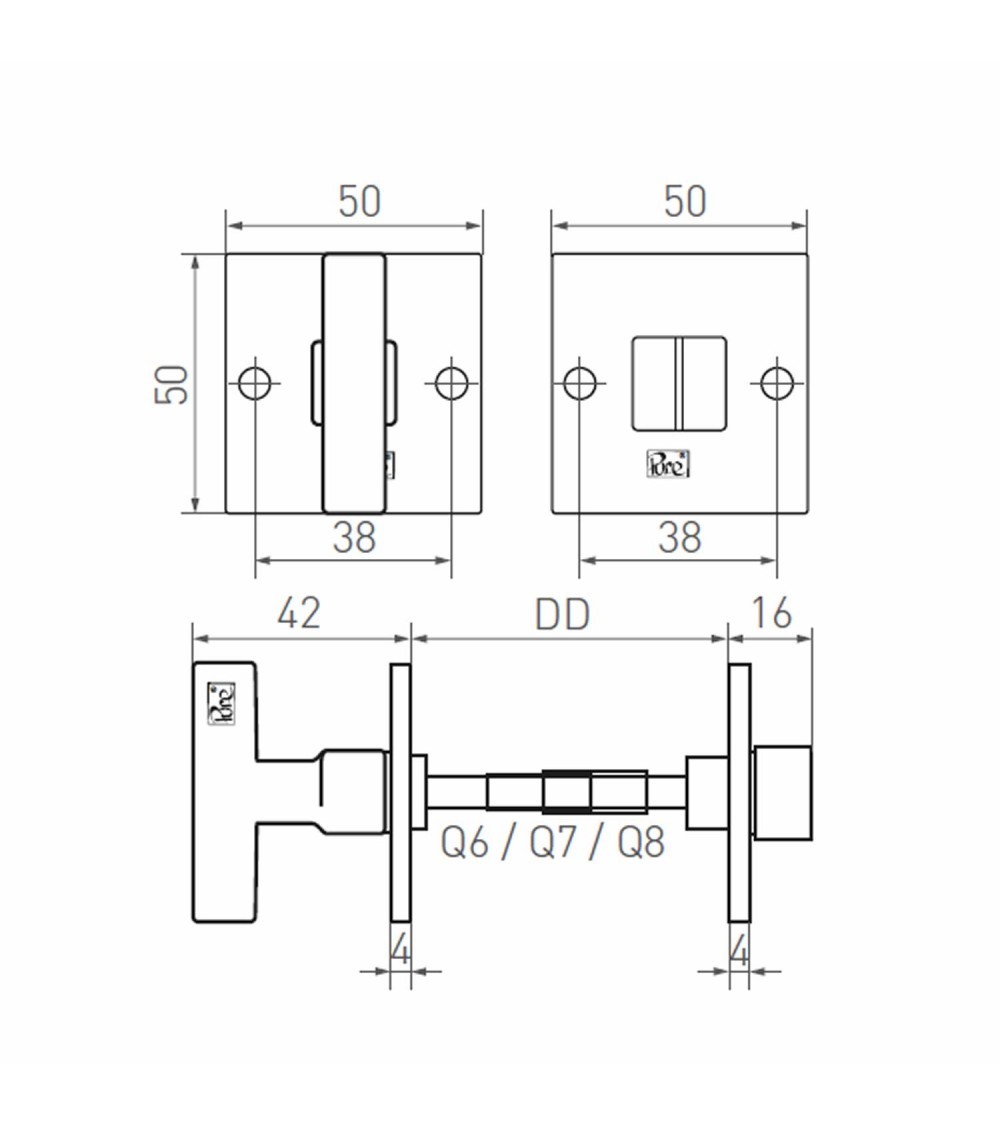 Rosace de porte PURE WC 50Q -  quincaillerie design