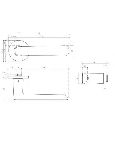 Poignée de porte ARIA avec dimensions