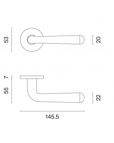 Poignée de porte IRGA avec dimensions