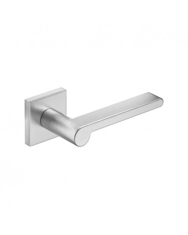 Poignée de porte chrome satiné Pandora quincaillerie design vue de haut inclinée