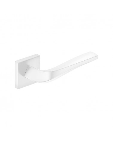 Poignée de porte blanche mat FLOW sur plaque carrée -  quincaillerie design