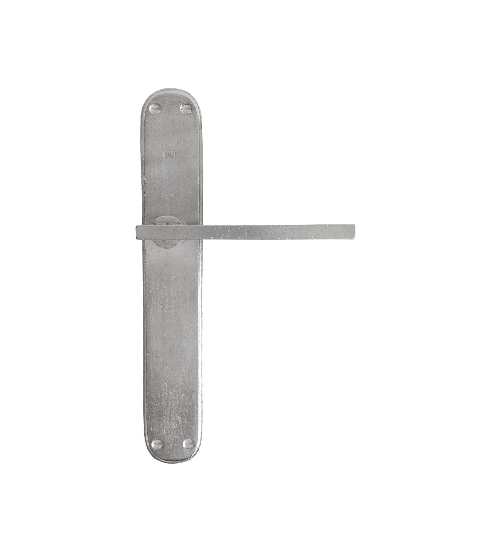 Poignée de porte chrome brossé sur plaque en bronze P2017 -  poignée design