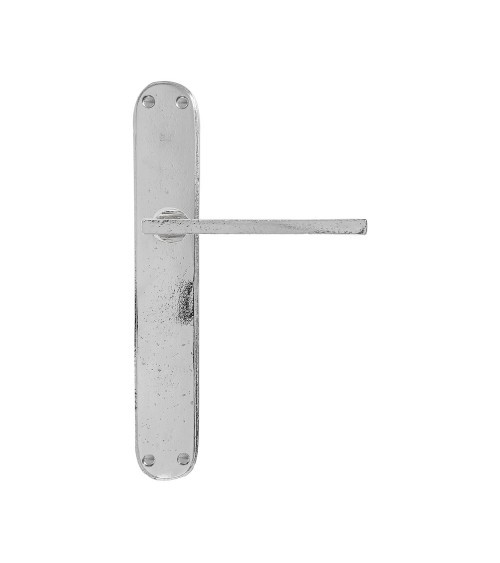 Poignée de porte chrome poli sur plaque en bronze P2017 -  quincaillerie design
