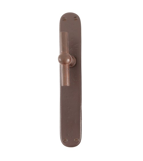 Poignée de porte rouille verticale sur plaque en fer BECDF -  poignée design