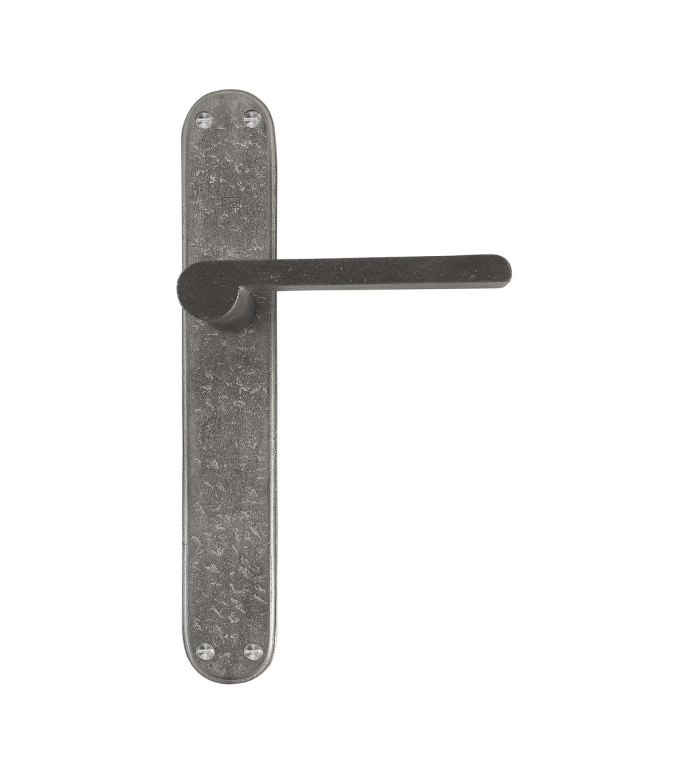 Poignée de porte chrome brossé sur plaque en bronze 1928 -  poignée design