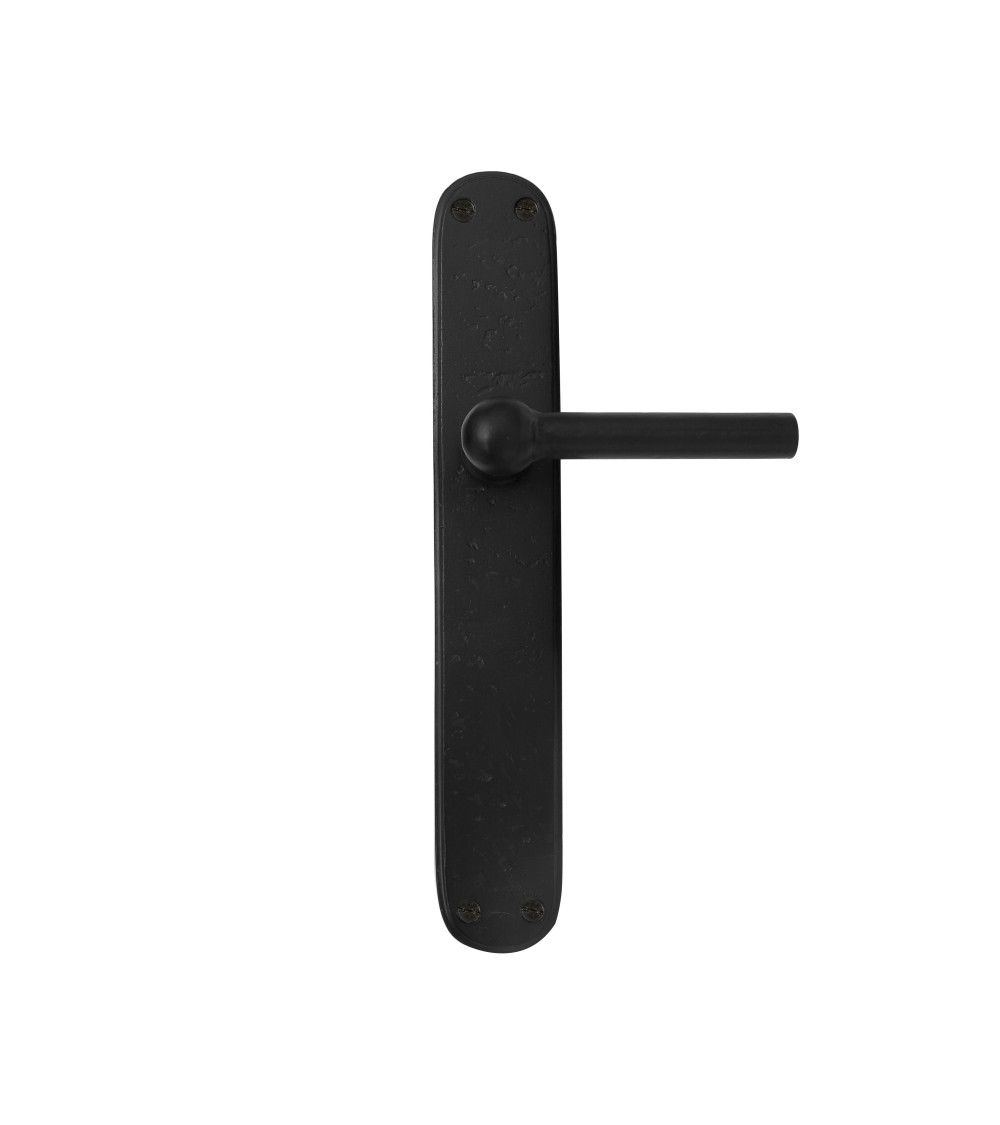 Poignée de porte noire sur plaque en fer BECDF -  poignée design