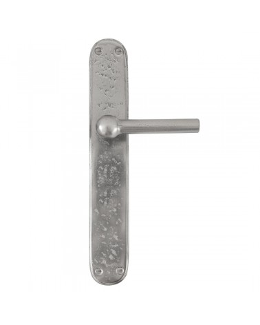 Poignée de porte chromé sur plaque en fer BECDF -  poignée design