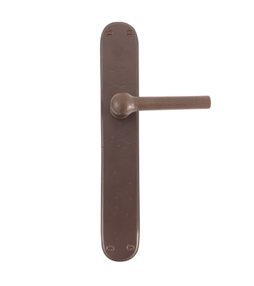 Poignée de porte rouille sur plaque en fer BECDF -  poignée design