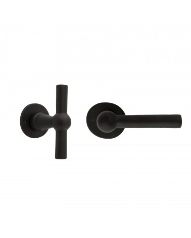 Poignée de porte + poignée verticale noire en fer BECDF -  poignée design