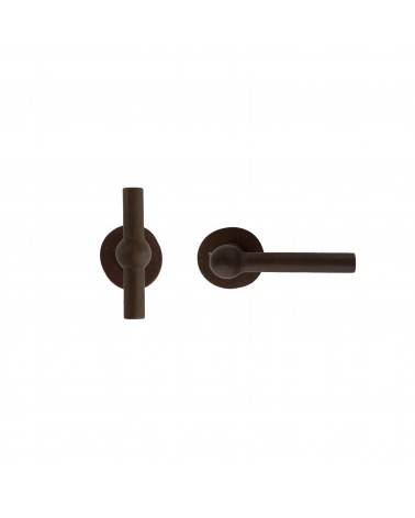 Poignée de porte + poignée verticale rouille en fer BECDF -  poignée design
