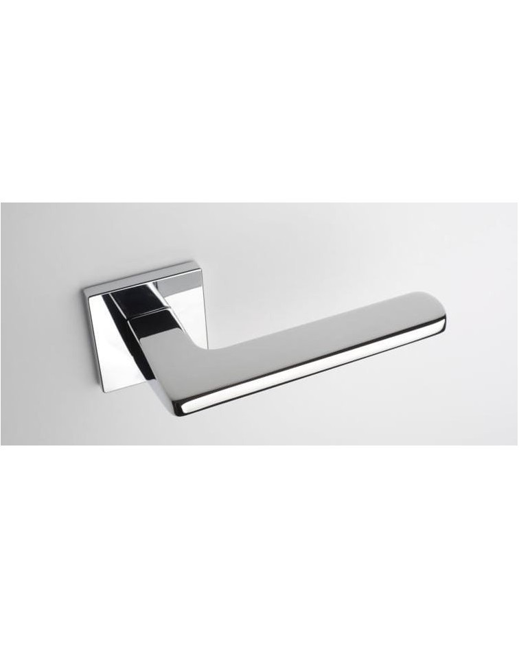 Poignée de porte chrome poli YUKA quincaillerie design vue de haut
