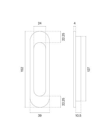 Poignée de porte coulissante APRILE 7040 avec dimensions