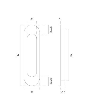 Poignée de porte coulissante APRILE 7040 avec dimensions