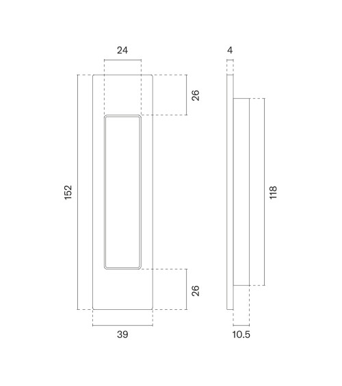 Poignée de porte coulissante chrome satiné APRILE 7039 quincaillerie design