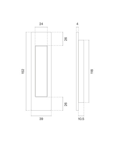 Poignée de porte coulissante APRILE 7039 avec dimensions